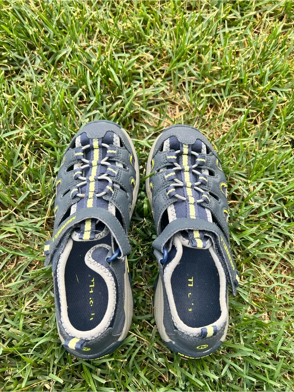 Merrell Kids Gray and Yellow Outdoor Closed-Toe Sandals